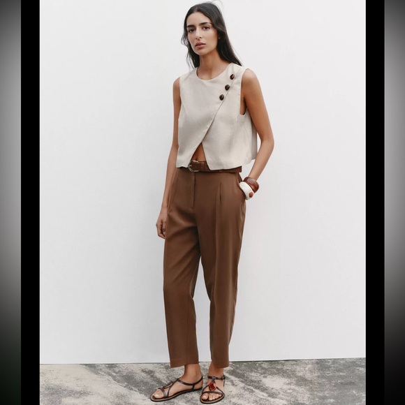 Zara Pants - Zara brown belted flowy pants